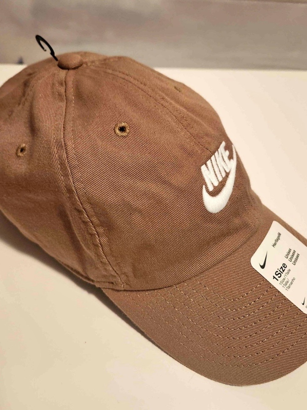 Nike Tan Dad Hat with White Embroidered Swoosh
